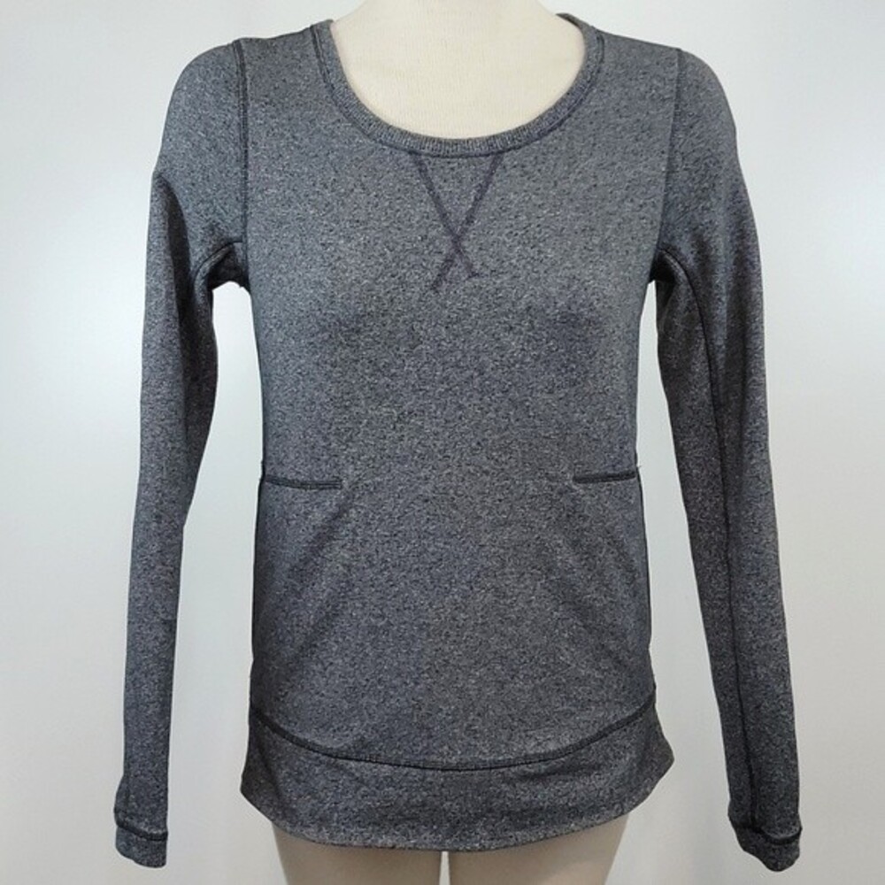 LULULEMON Exhalation Pullover II Heathered Speckle Black size 4